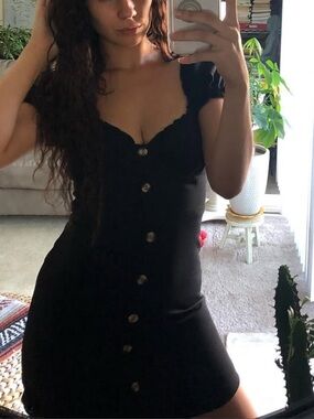 Forever 21 Black Button-Front Mini Dress